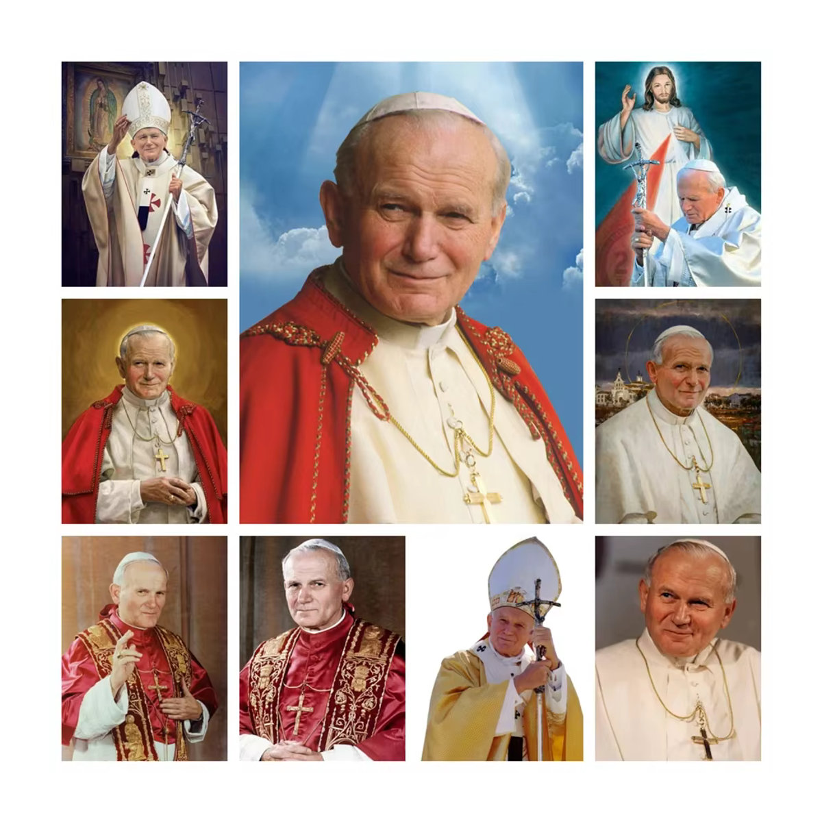 YUTTEE 5D DIY Diamantmalerei Motiv Papst Johannes Paul II Mehrfarbiges Mosaik Bild als Stickerei für dein Home Decor - Bild 4