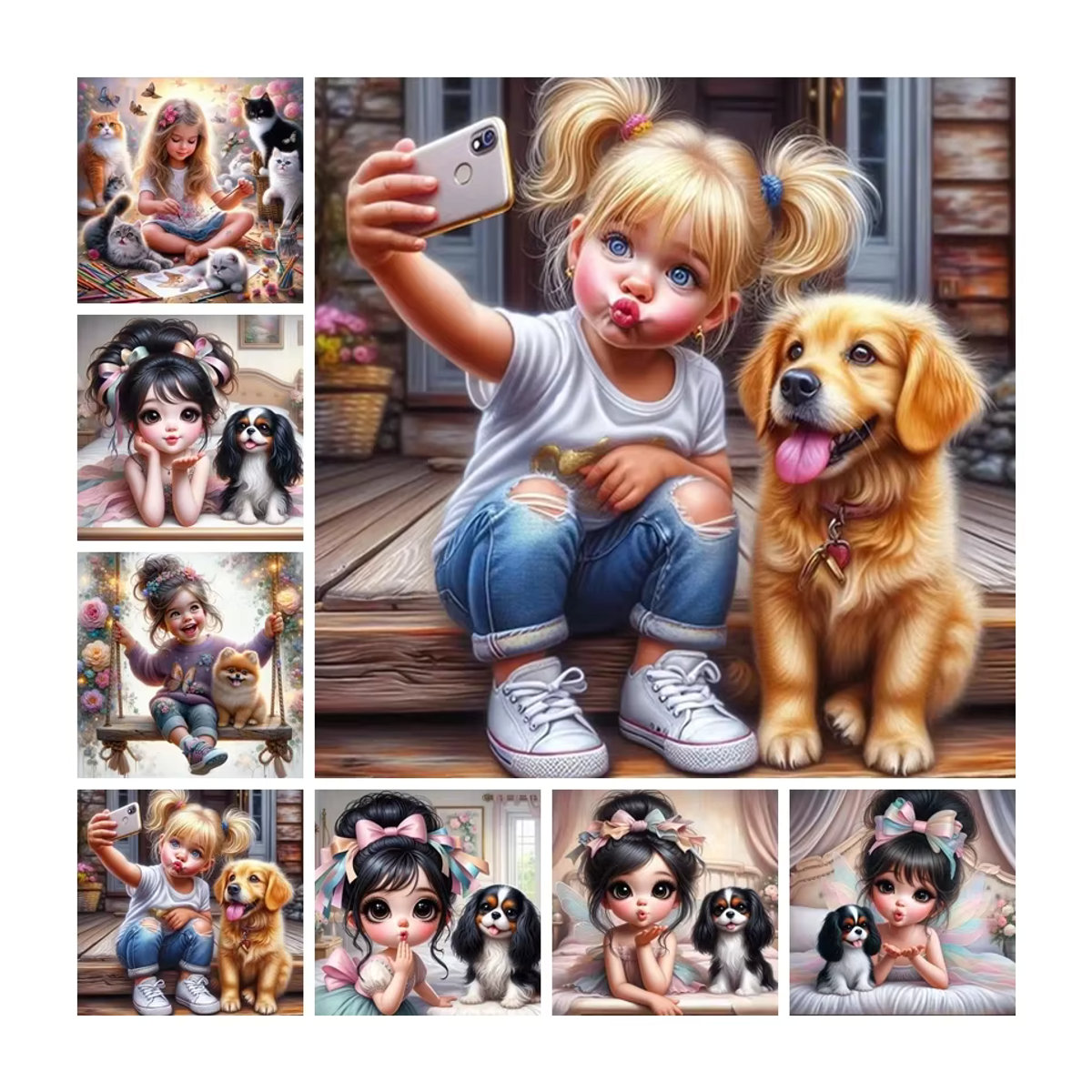 YUTTEE 5D DIY Diamantmalerei Set Mädchen und Hund Mosaik Strass Stickerei Kit Mehrfarbig - Bild 4
