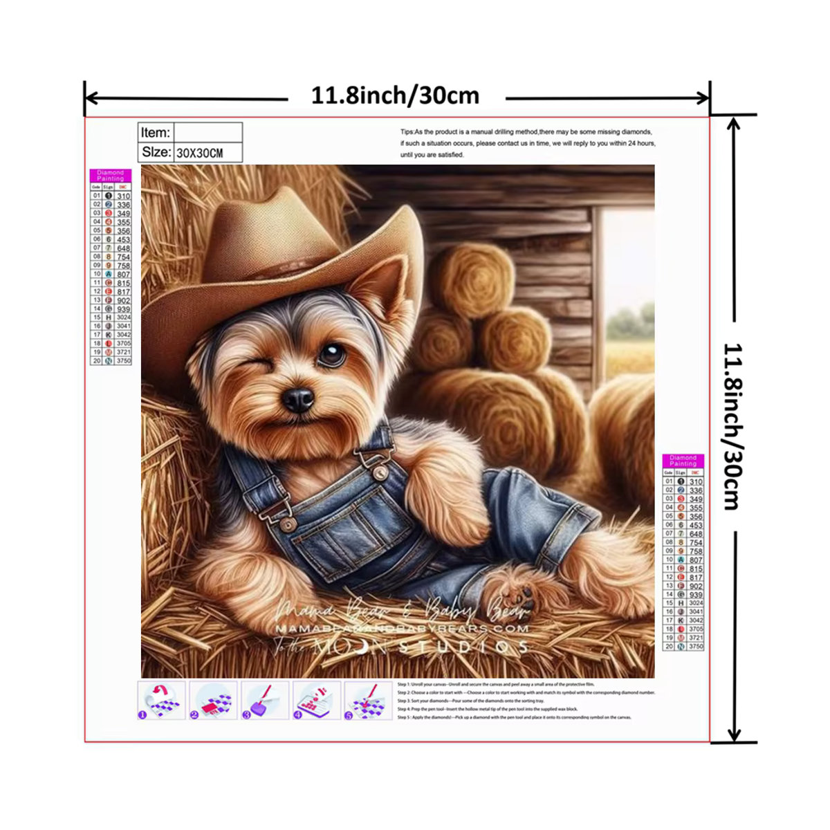 YUTTEE 5D DIY Diamantmalerei Set mit niedlichem Hund und Schneeflocken Motiv als Mosaik-Stickerei für Kinder und Wohnkultur in Mehrfarbig - Bild 1