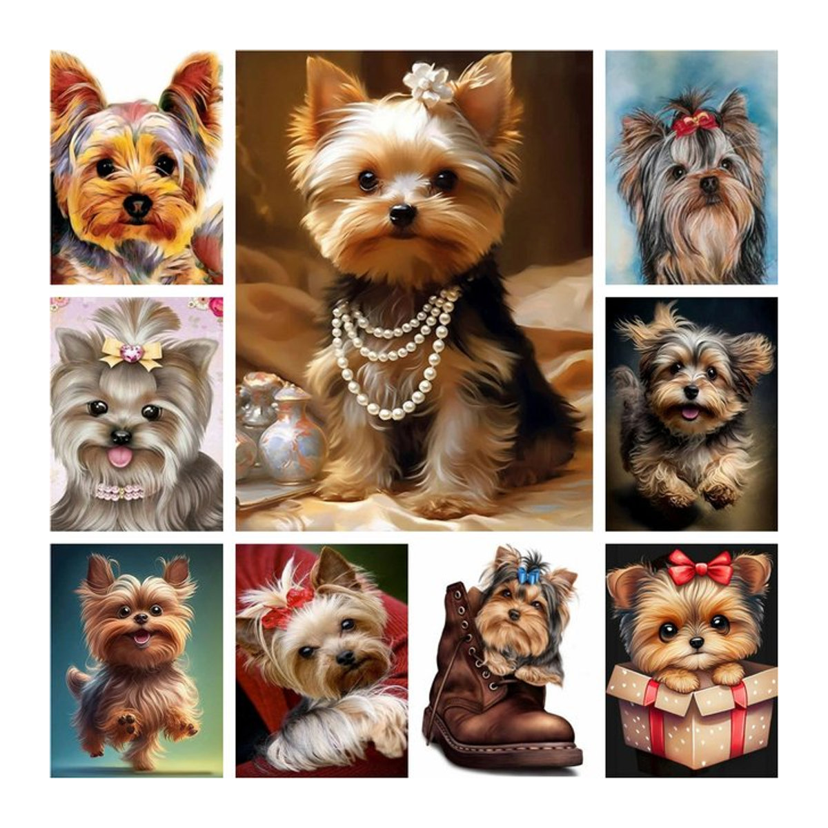 YUTTEE 5D DIY Diamantmalerei Yorkshire Terrier Hund Mosaik Set, mehrfarbig - Bild 1