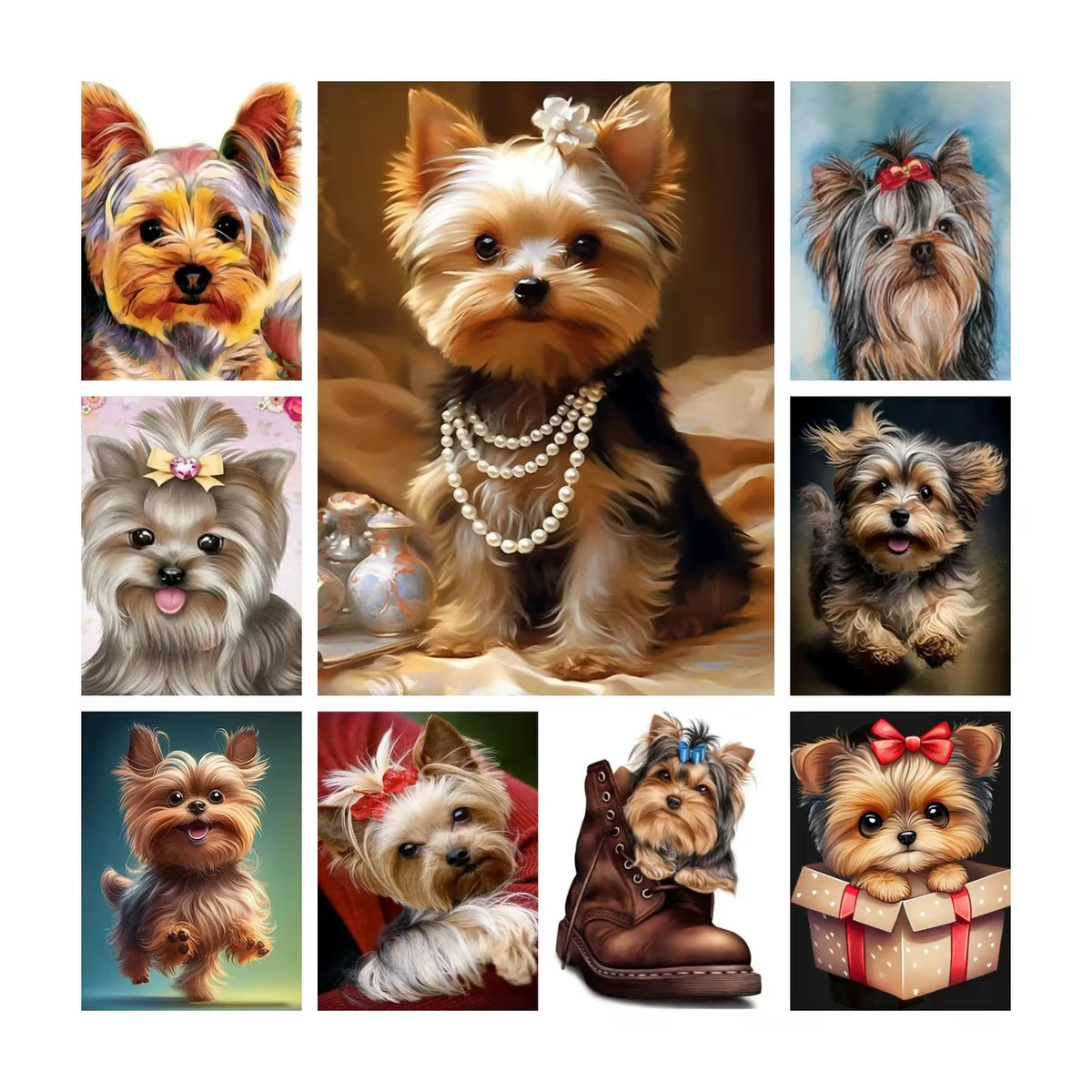 YUTTEE 5D DIY Diamantmalerei Yorkshire Terrier Hund Mosaik Set, mehrfarbig - Bild 3