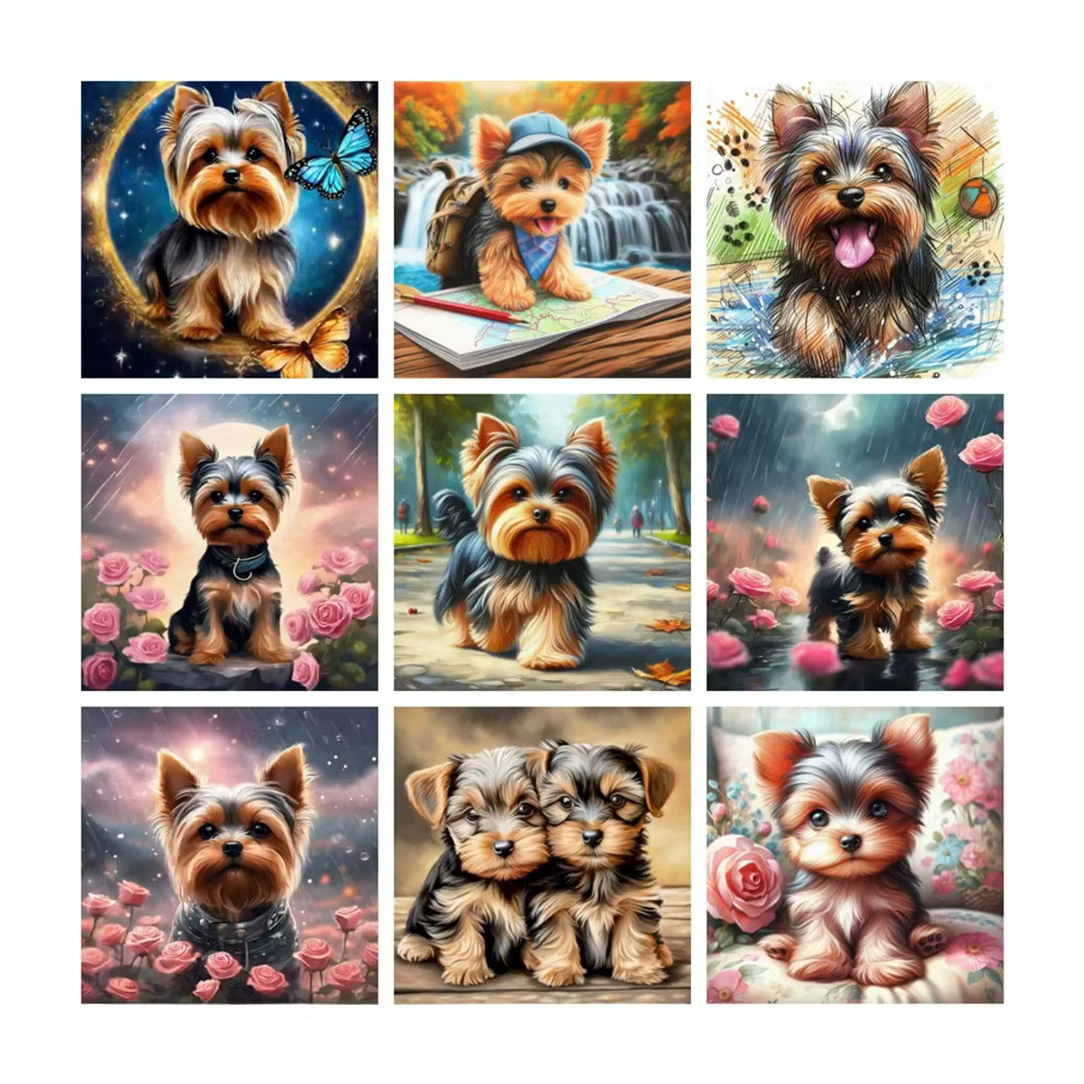 YUTTEE 5D DIY Diamantmalerei Yorkshire Terrier Motiv Mehrfarbig als Kinder Geschenk und Zimmerdekoration - Bild 2