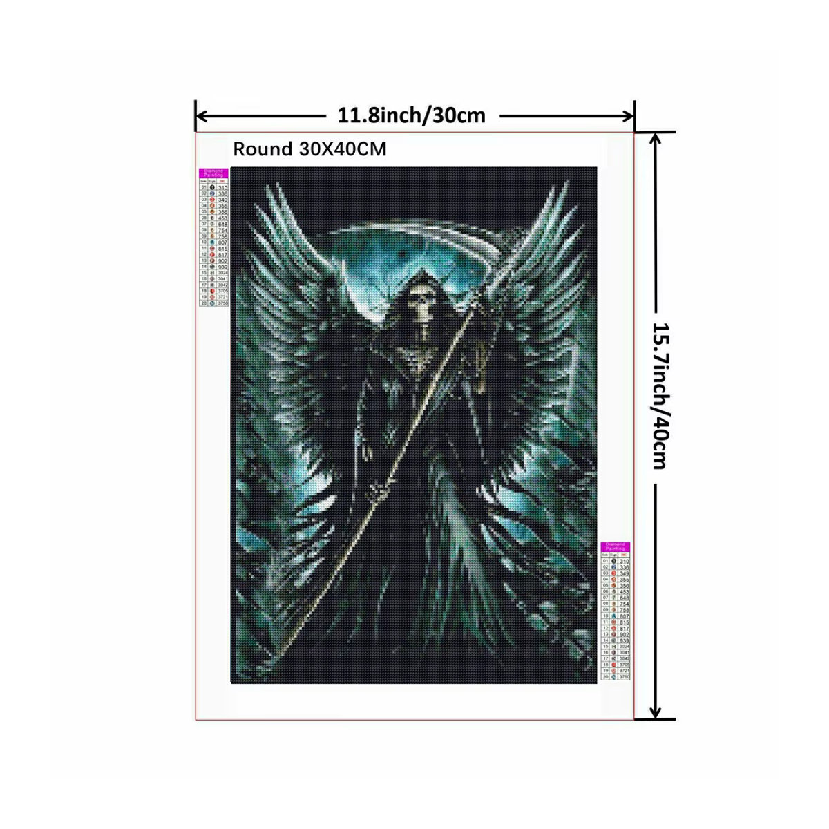 YUTTEE Death Angels 5D-Diamant-Strassgemälde zum Selbermachen mit Totenkopf und Sensenmann, mehrfarbig, Wanddekoration für Erwachsene - Bild 2