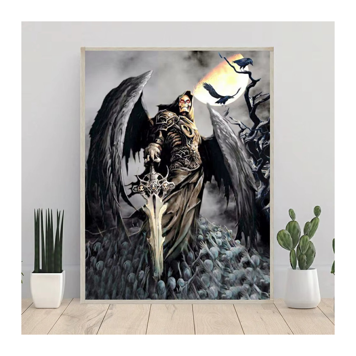 YUTTEE Death Angels 5D-Diamant-Strassgemälde zum Selbermachen mit Totenkopf und Sensenmann, mehrfarbig, Wanddekoration für Erwachsene - Bild 3