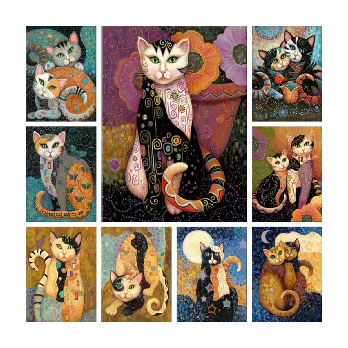YUTTEE Diamant Mosaik Malerei Kit Katzen von Gustav Klimt DIY Strass Bild Mehrfarbig - Bild 2