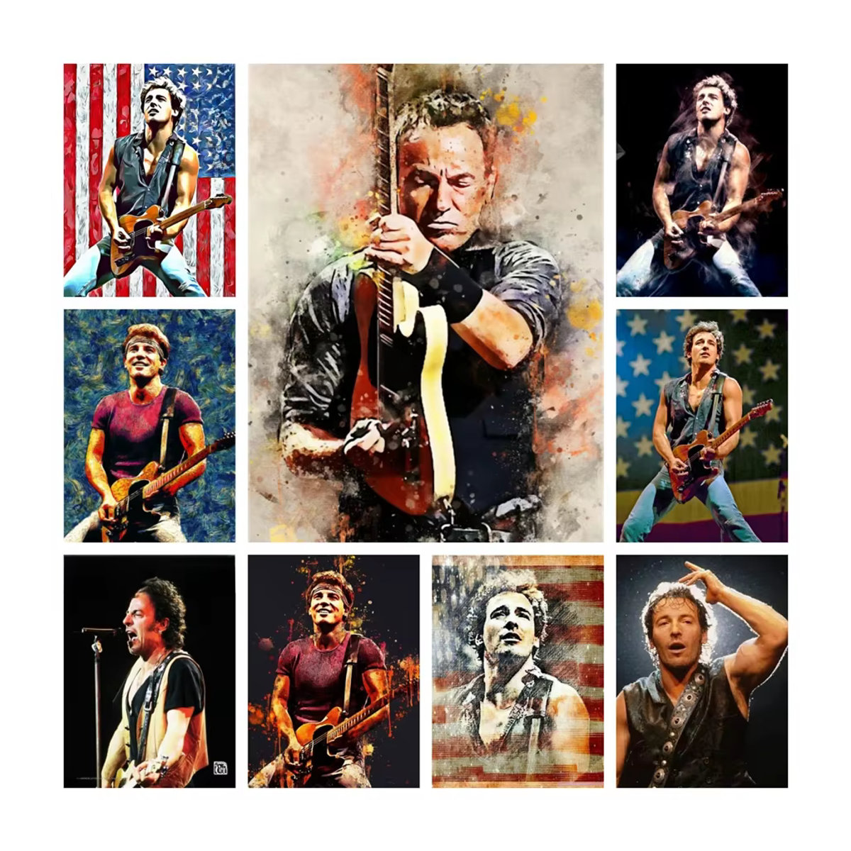 YUTTEE Diamantgemälde Bruce Springsteen Porträt Aquarell Kunst Set in Mehrfarbig für Erwachsene - Bild 4