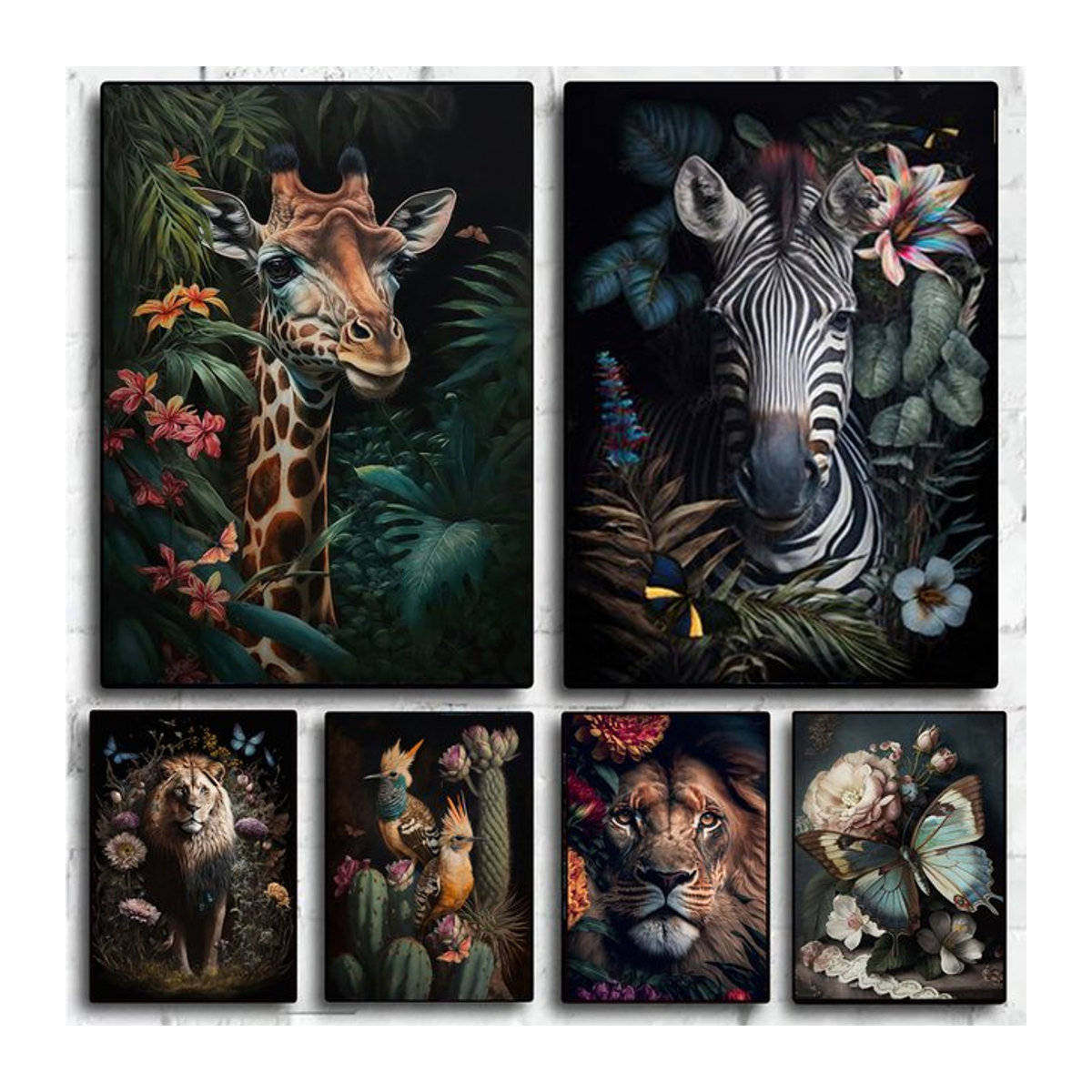 YUTTEE Diamantmalerei 5D DIY Tropische Dschungeltiere als Rundes Mosaik mit Zebra, Giraffe und Löwe in Mehrfarbig, Durchmesser: 30 cm - Bild 1