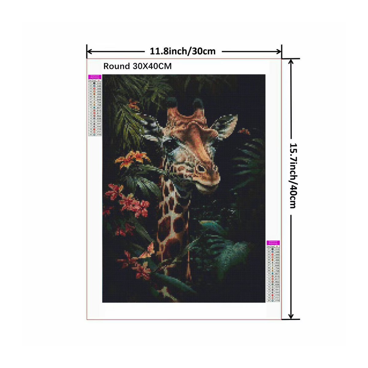 YUTTEE Diamantmalerei 5D DIY Tropische Dschungeltiere als Rundes Mosaik mit Zebra, Giraffe und Löwe in Mehrfarbig, Durchmesser: 30 cm - Bild 2