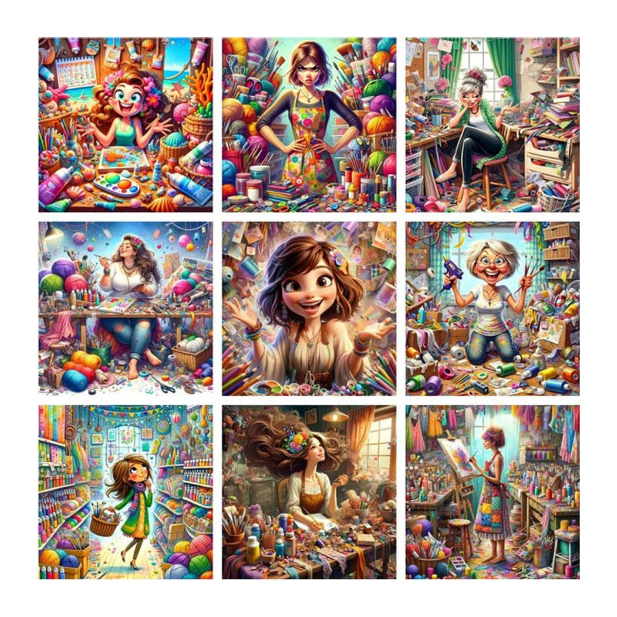 YUTTEE Diamantmalerei DIY Set Cartoon Mädchen im chaotischen Raum Mosaik Stickerei Kit mit runden Steinen in Mehrfarbig - Bild 1