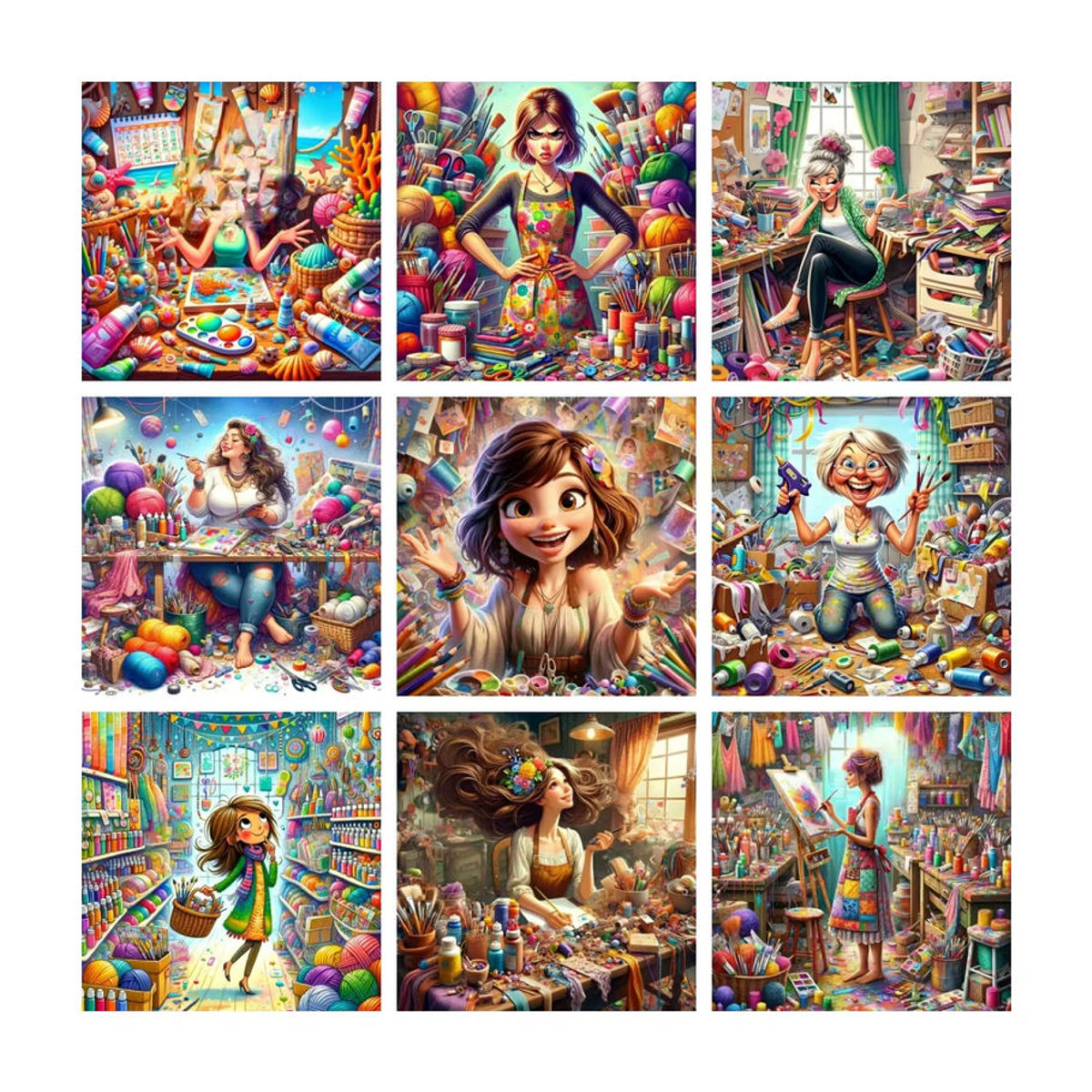 YUTTEE Diamantmalerei DIY Set Cartoon Mädchen im chaotischen Raum Mosaik Stickerei Kit mit runden Steinen in Mehrfarbig - Bild 3