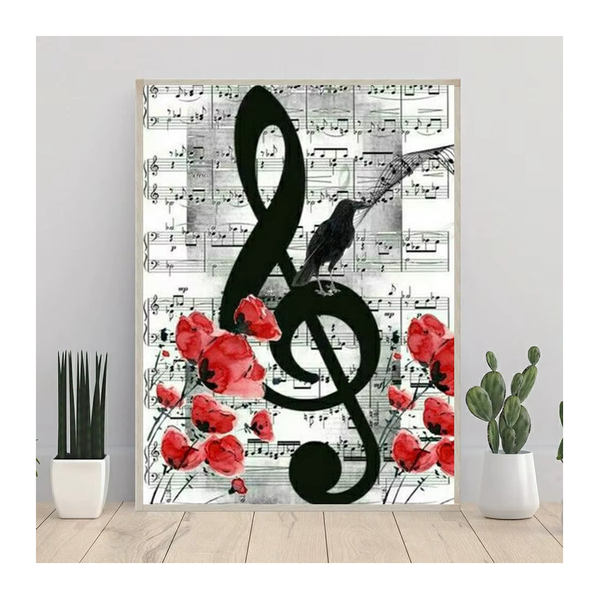 YUTTEE Diamantmalerei Musiknoten als 5D Mosaik mit runden Steinen, abstraktes Motiv in Mehrfarbig, B/H/T: 30 x 40 x 30 cm - Bild 3