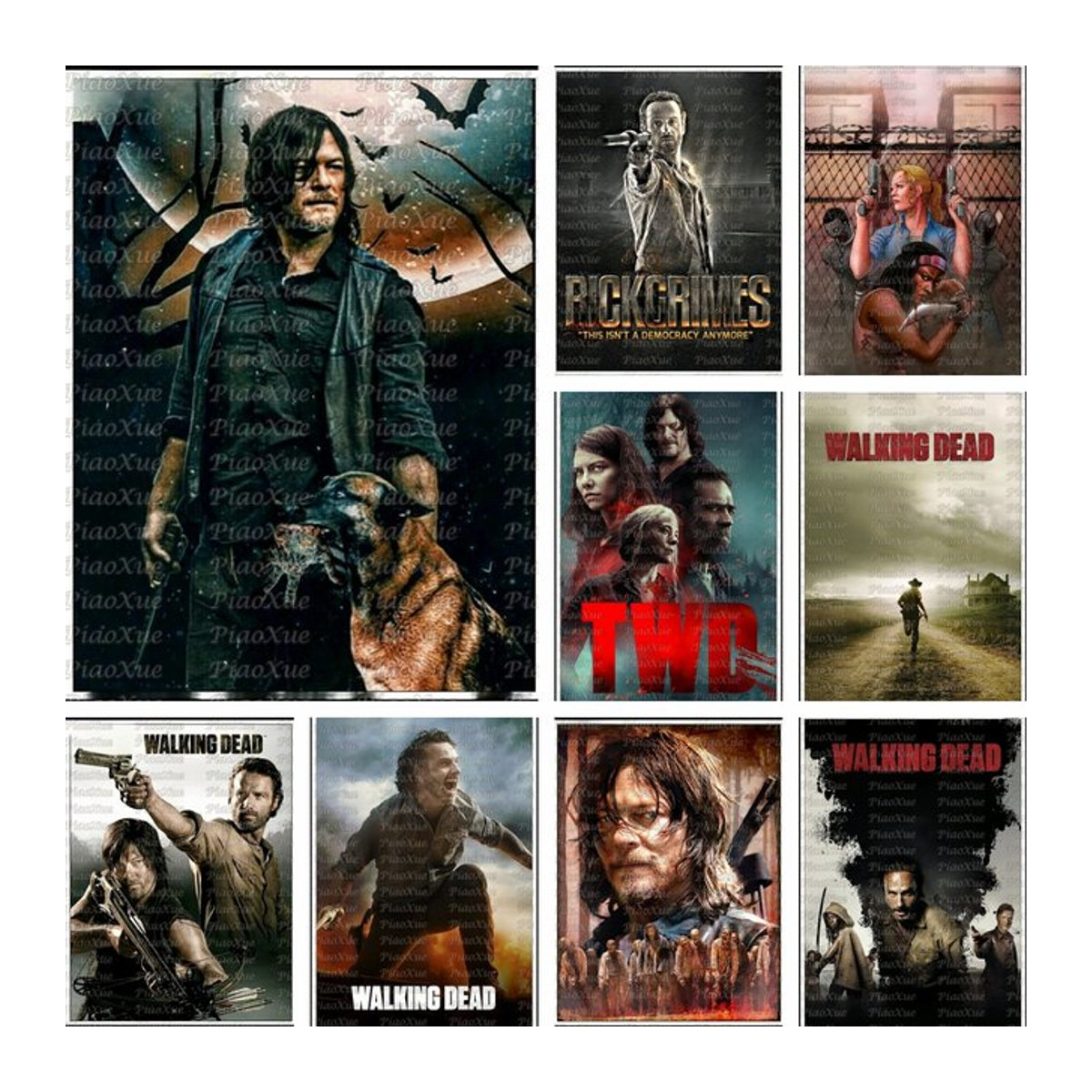 YUTTEE Diamantmalerei The Walking Dead Daryl und Rick Horror Wanddekoration Hochformat Mehrfarbig B/H: 40 x 30 cm - Bild 1