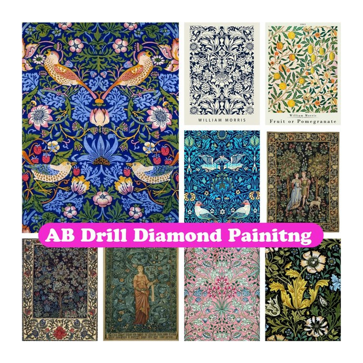 YUTTEE Diamond Painting DIY Set William Morris Museum Vintage Blumen Motiv Mehrfarbig - Bild 1