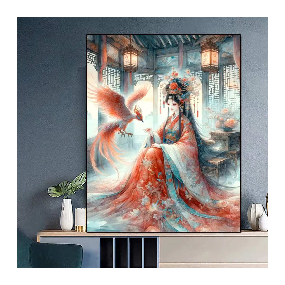 YUTTEE Diamond Painting Kit Chinesische Kaiserin mit Phoenix Motiv, Mehrfarbig, Wandmontiert - Bild 3