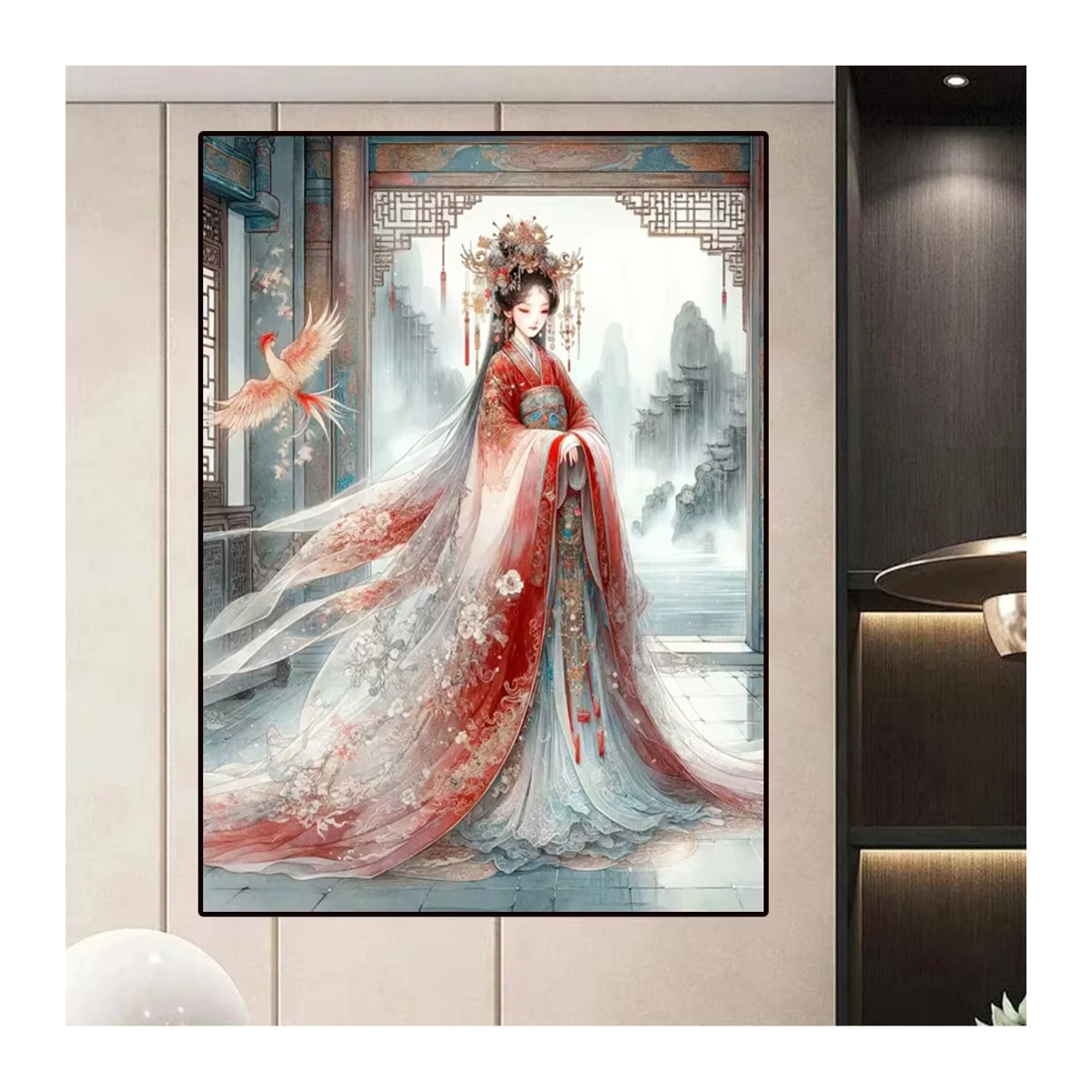 YUTTEE Diamond Painting Kit Chinesische Kaiserin mit Phoenix Motiv, Mehrfarbig, Wandmontiert - Bild 4