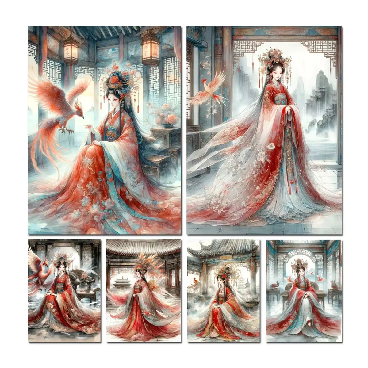 YUTTEE Diamond Painting Kit Chinesische Kaiserin mit Phoenix Motiv, Mehrfarbig, Wandmontiert - Bild 7