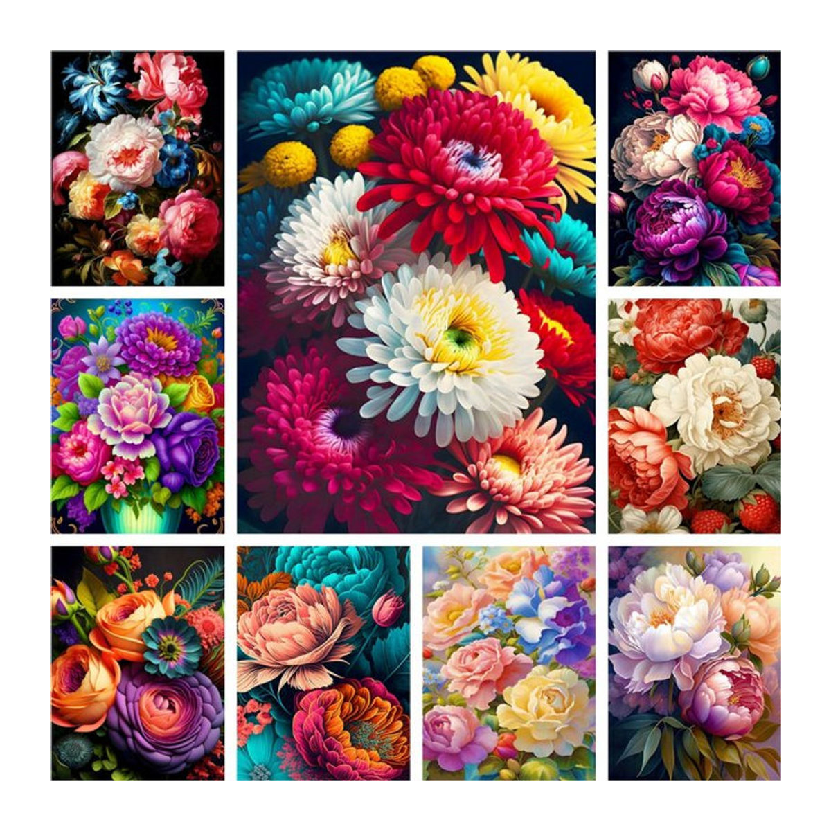 YUTTEE Diamond Painting Pfingstrose Blumen Dekoration Mehrfarbig Rund - Bild 1