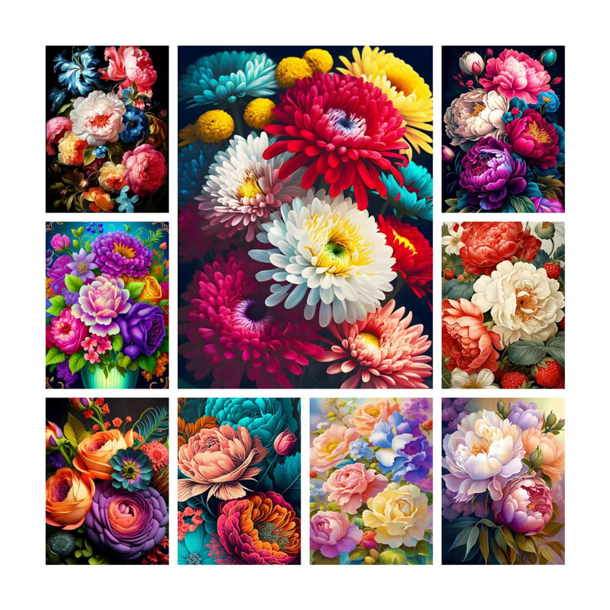 YUTTEE Diamond Painting Pfingstrose Blumen Dekoration Mehrfarbig Rund - Bild 3