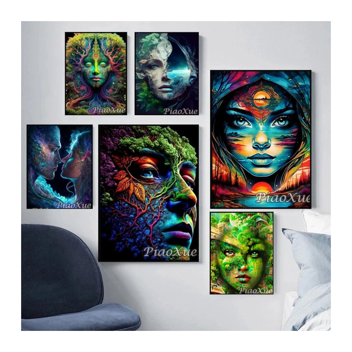 YUTTEE Diamond Painting Set Abstract Natur Landschaft Porträt mit mehrfarbigen Perlen zur Wandmontage - Bild 1