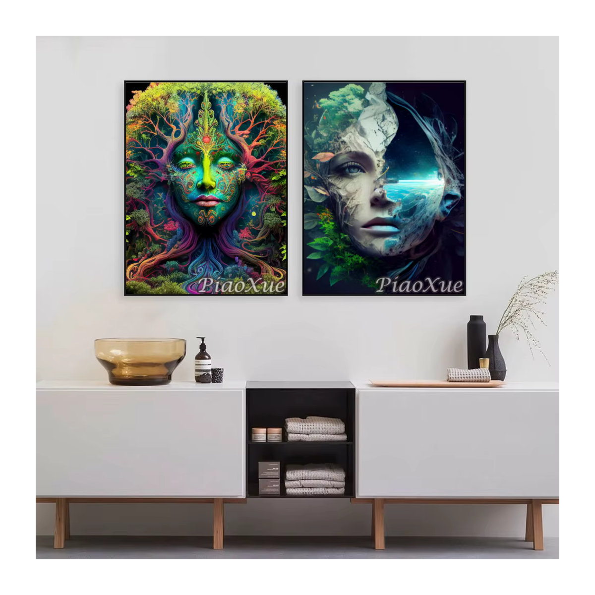 YUTTEE Diamond Painting Set Abstract Natur Landschaft Porträt mit mehrfarbigen Perlen zur Wandmontage - Bild 2