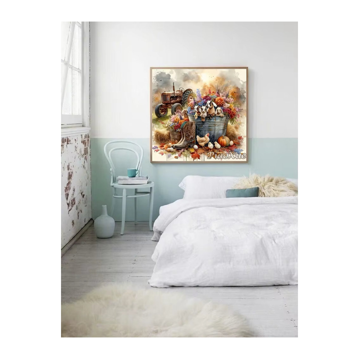YUTTEE Diamond Painting Set Bauernhof Tiere mit Ente, Küken und Eichhörnchen in Mehrfarbig, Wandmontiertes Landhaus Design für Kinder - Bild 2