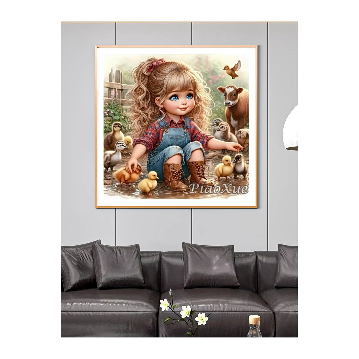 YUTTEE Diamond Painting Set Bauernhof Tiere mit Ente, Küken und Eichhörnchen in Mehrfarbig, Wandmontiertes Landhaus Design für Kinder - Bild 3