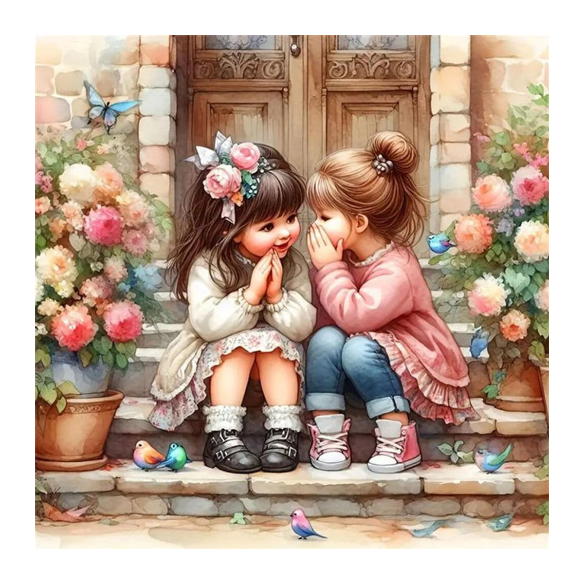YUTTEE Diamond Painting Set für Kinder mit buntem Blumen- und Cartoon-Motiv in Vollrunde - Bild 1