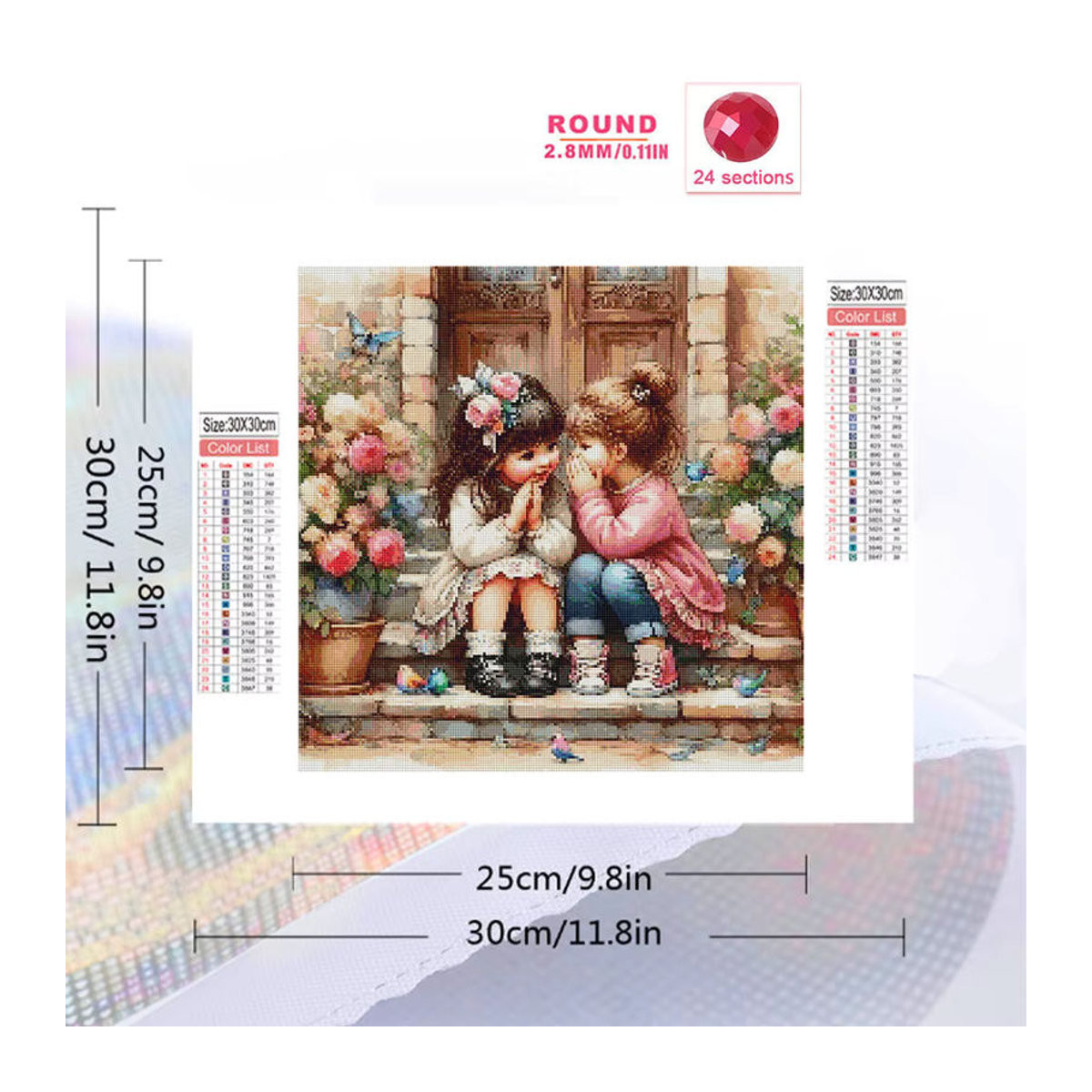 YUTTEE Diamond Painting Set für Kinder mit buntem Blumen- und Cartoon-Motiv in Vollrunde - Bild 2