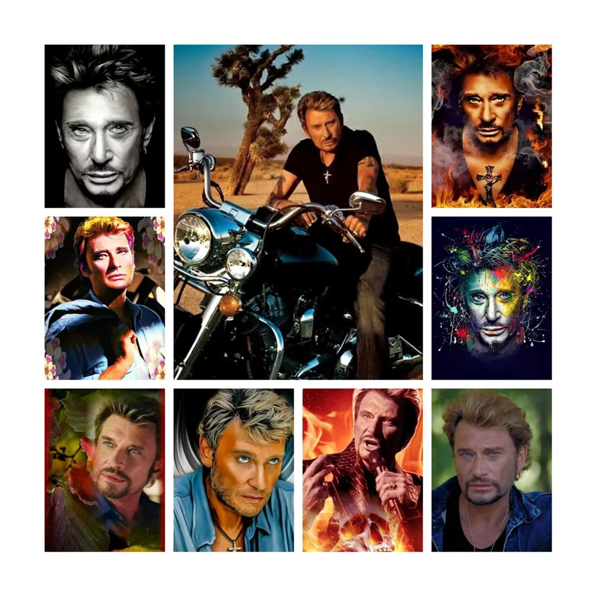 YUTTEE Diamond Painting Set Johnny Hallyday 5D DIY Kreuzstich Kit mit runden Kristallen in Mehrfarbig - Bild 4
