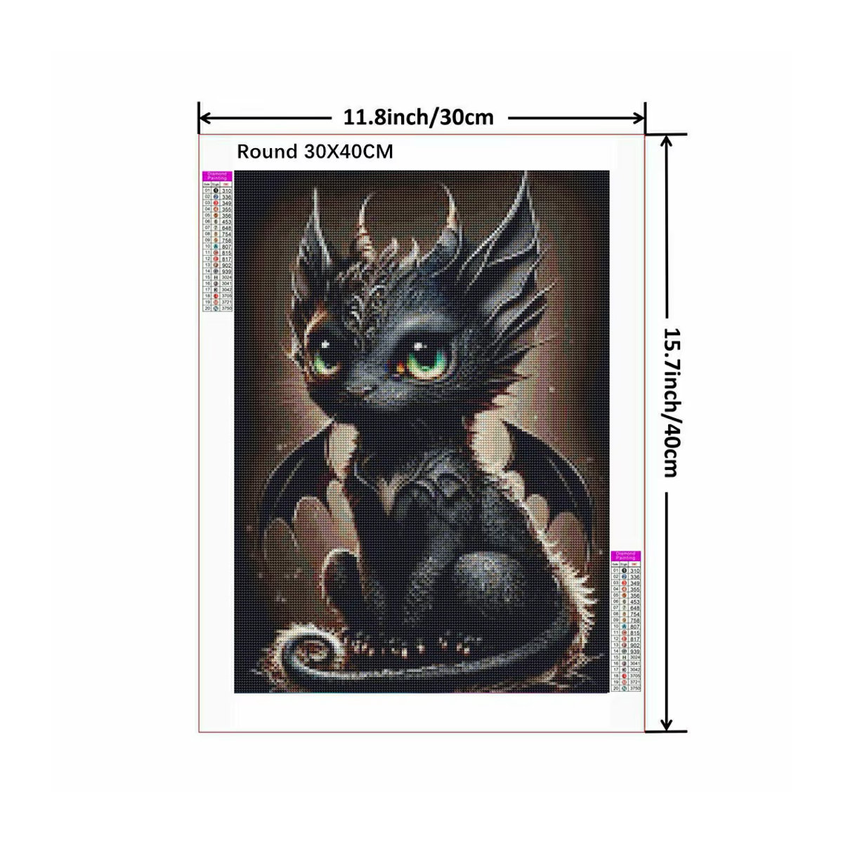 YUTTEE DIY Diamantmalerei Baby Drache als 5D Mosaik Set mit runden Steinen in Mehrfarbig für Kinder - Bild 2