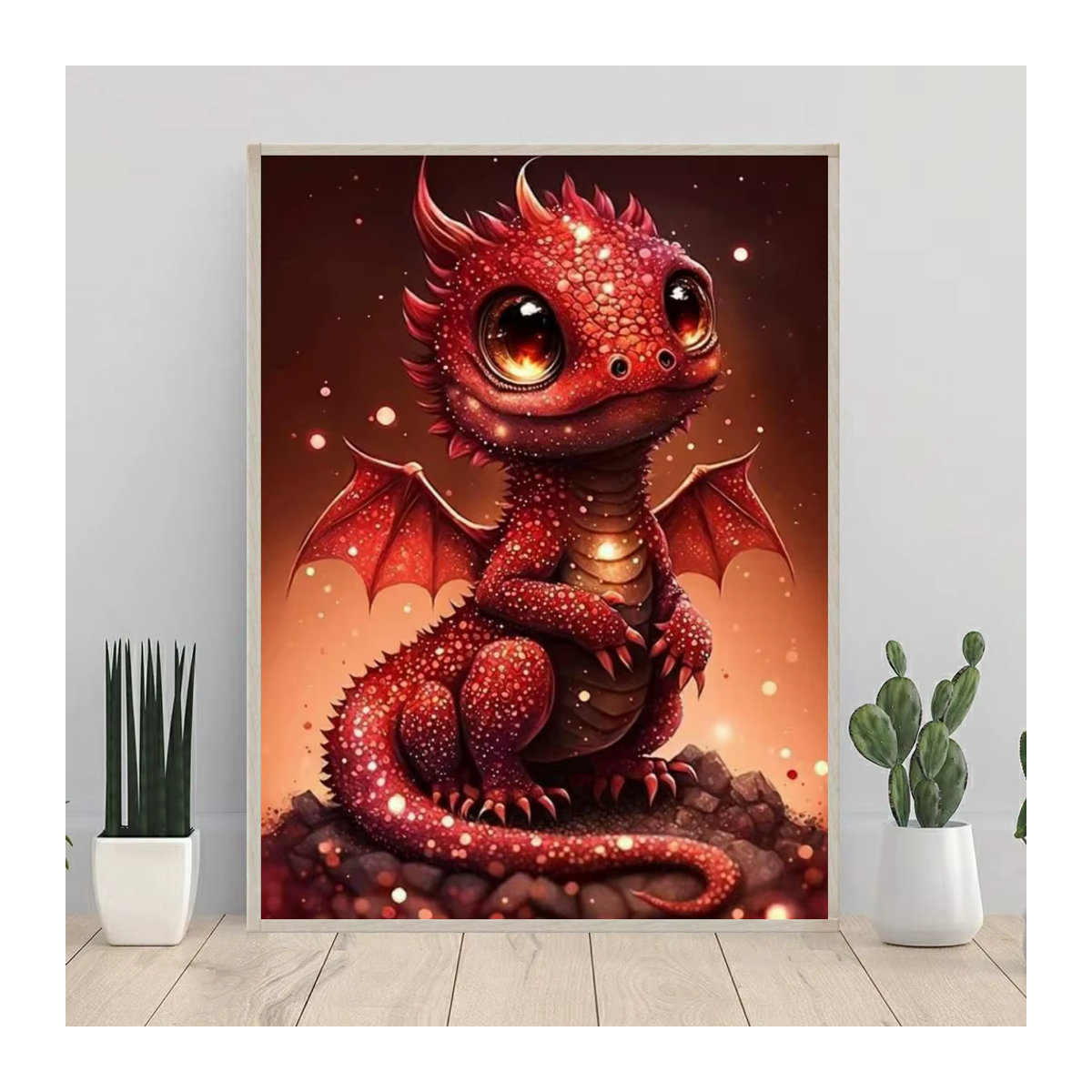 YUTTEE DIY Diamantmalerei Baby Drache als 5D Mosaik Set mit runden Steinen in Mehrfarbig für Kinder - Bild 3