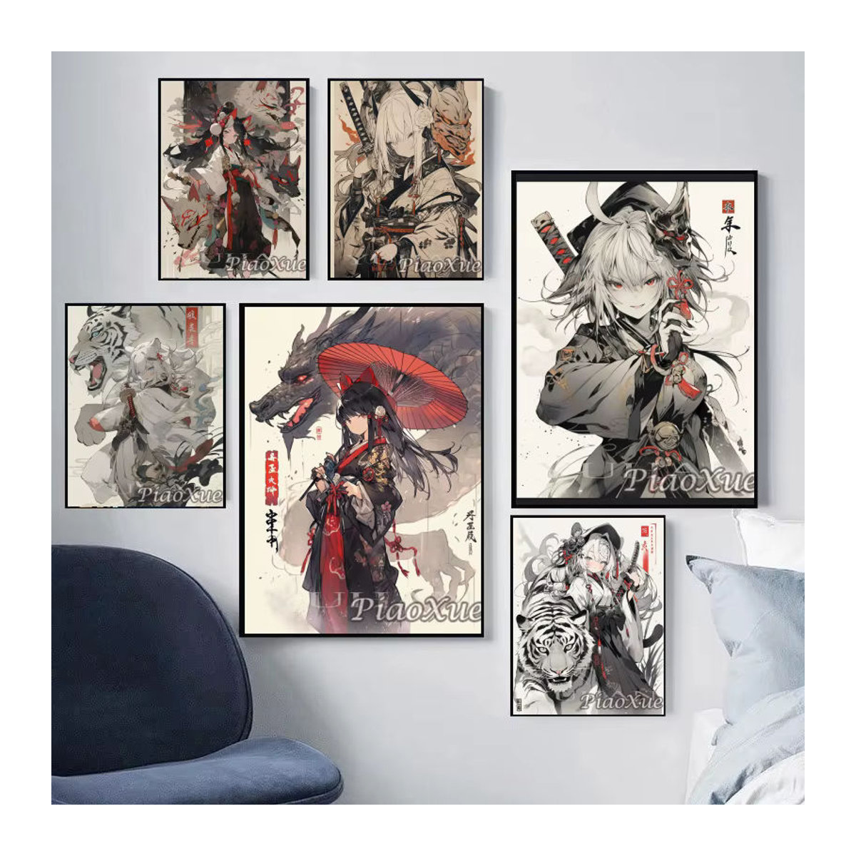 YUTTEE DIY Diamond Painting Set Japanisches Motiv mit Tiger Drache und Dämon als Mosaik Stickerei Kit in Mehrfarbig - Bild 2