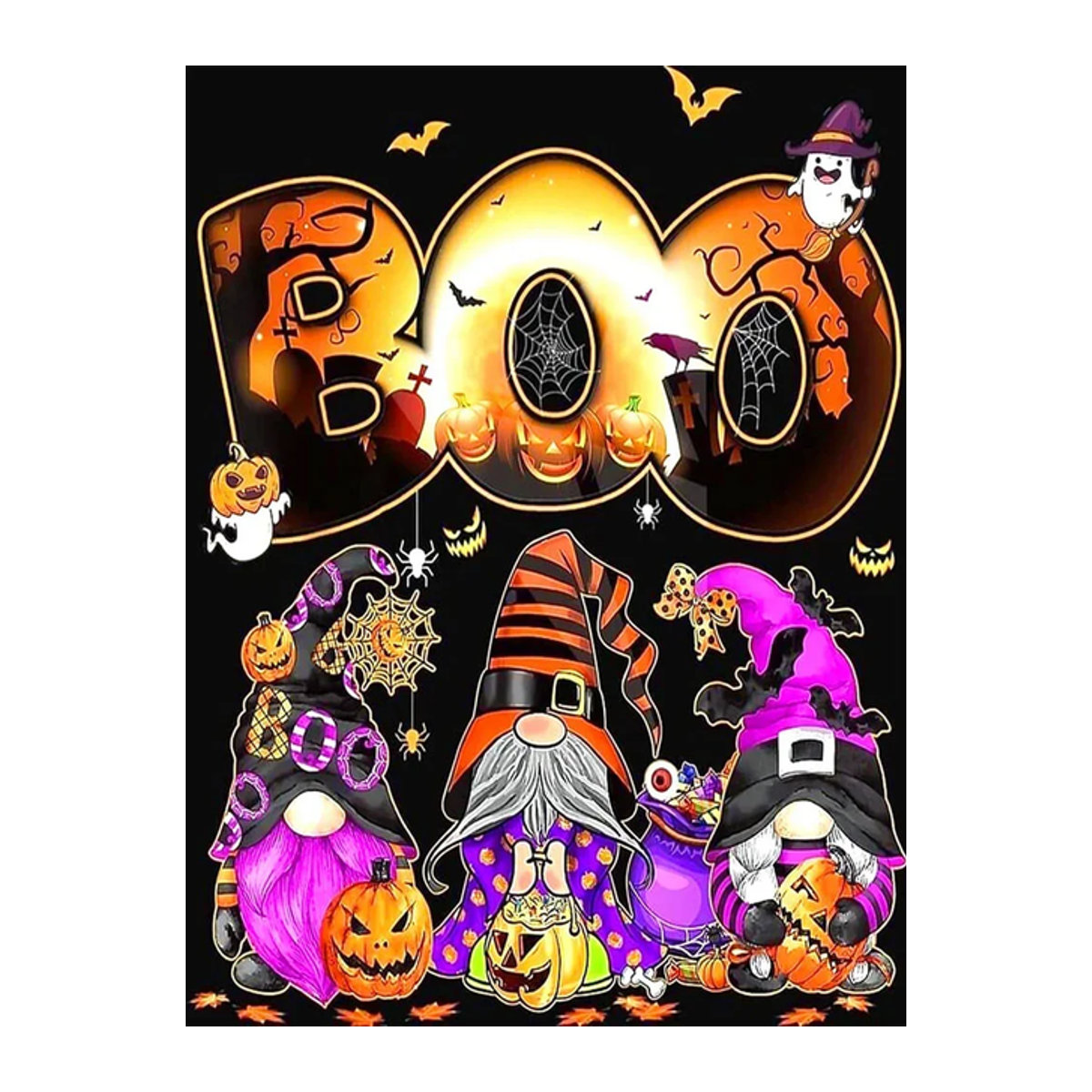 YUTTEE Halloween Kürbis Gnome 5D DIY Diamant Malerei als rundes Mosaik-Stickerei-Set für Erwachsene in Mehrfarbig - Bild 1