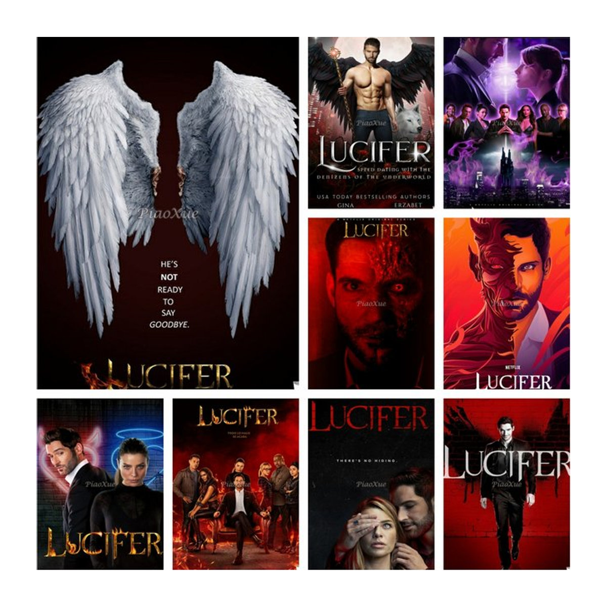 YUTTEE Lucifer Classic TV-Serie 5D DIY Diamant Malerei Set, mehrfarbig, B: 30 cm, H: 30 cm - Bild 1