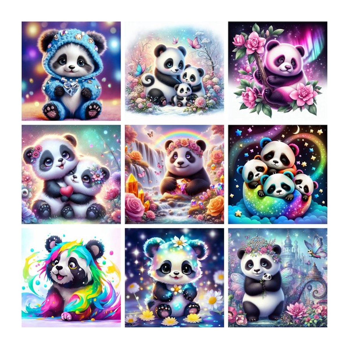 YUTTEE Panda 5D DIY Diamant Malerei Mosaik Set mit Cartoon Tier Motiv in Mehrfarbig - Bild 1