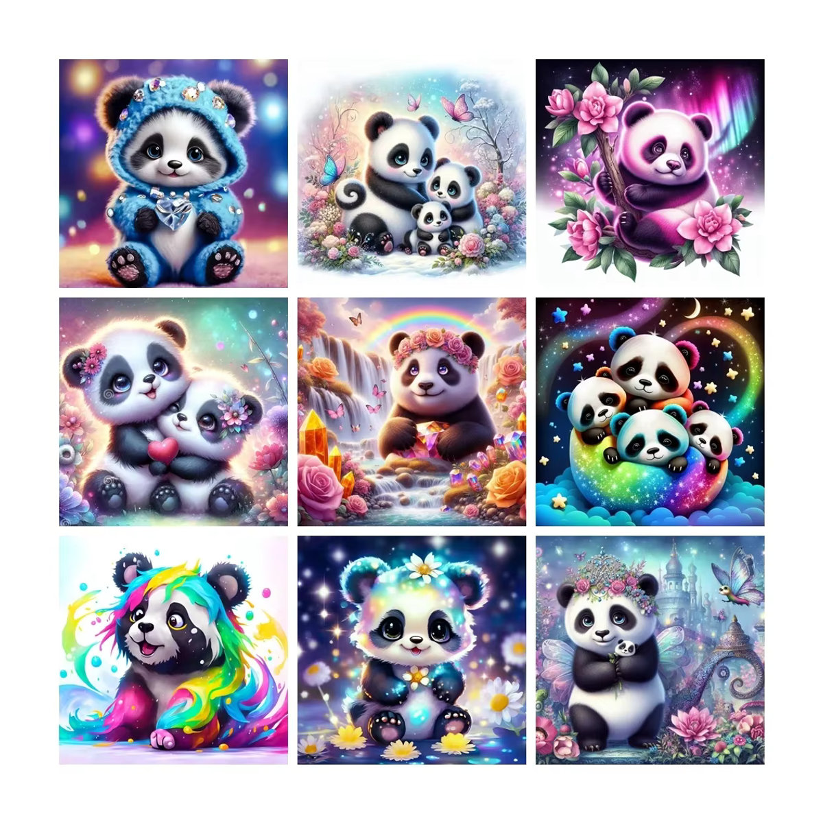 YUTTEE Panda 5D DIY Diamant Malerei Mosaik Set mit Cartoon Tier Motiv in Mehrfarbig - Bild 4