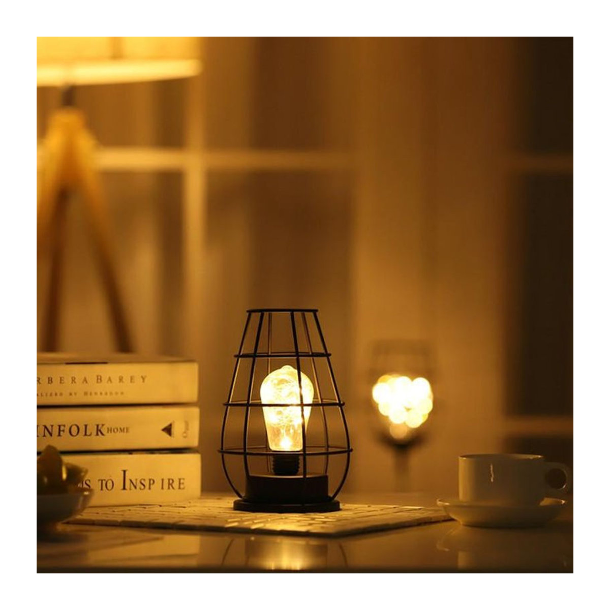 Yuyongzhi LED Tischlampe im Retro-Design aus Metall, Schwarz - Bild 1