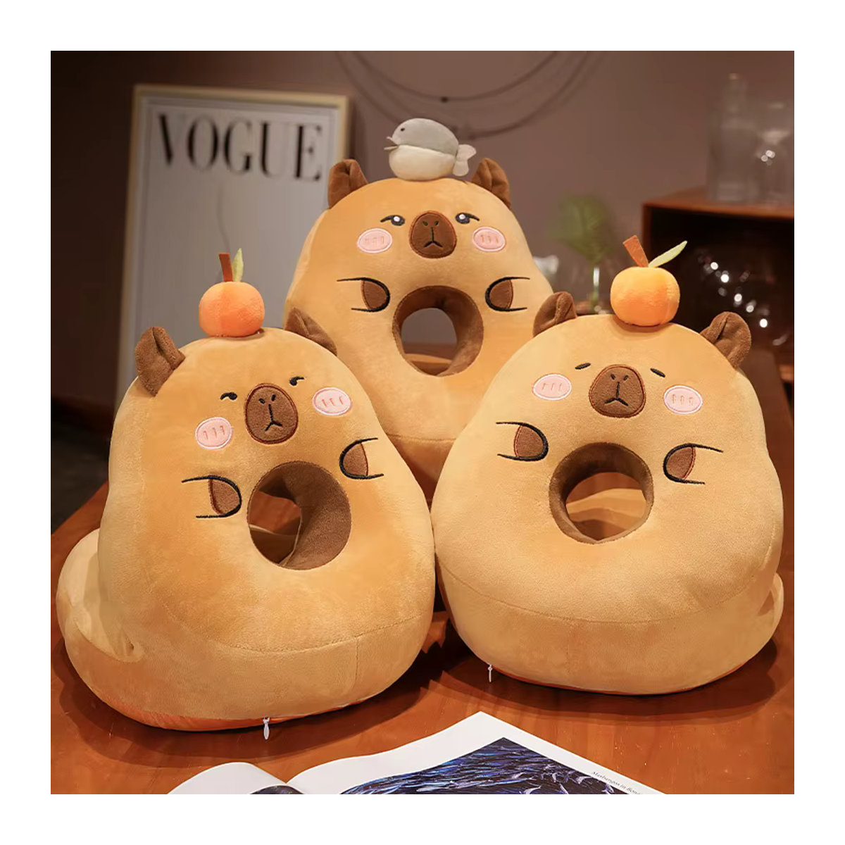 YUZHINUO Capybara Plüschkissen in Braun als ergonomisches Lendenkissen für Bürostuhl, Sofa und Rückenlehne - Bild 4