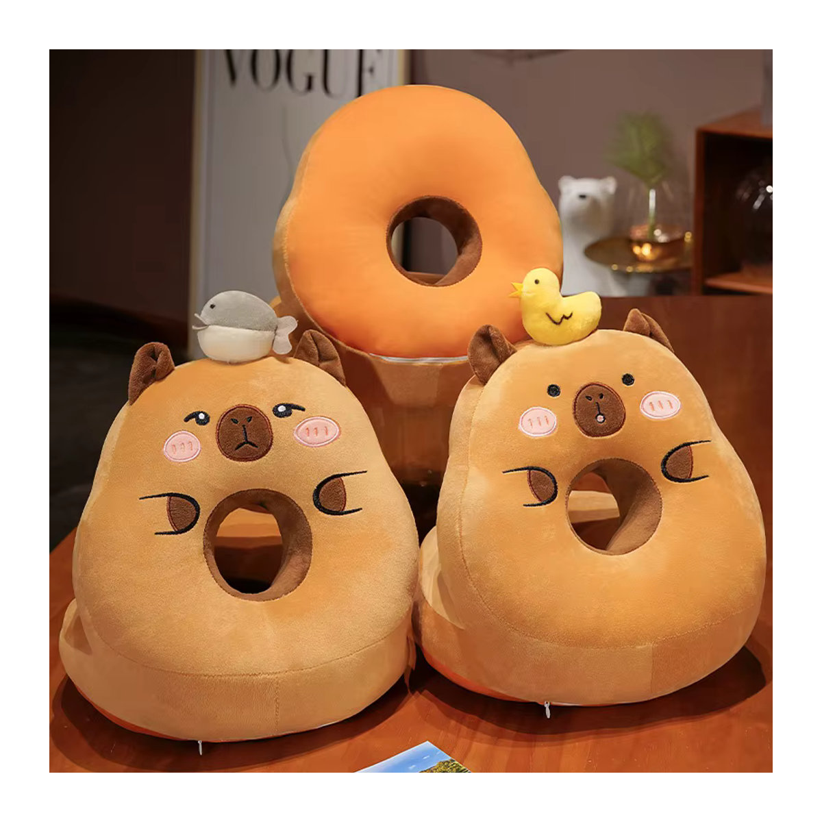 YUZHINUO Capybara Plüschkissen in Braun als ergonomisches Lendenkissen für Bürostuhl, Sofa und Rückenlehne - Bild 5
