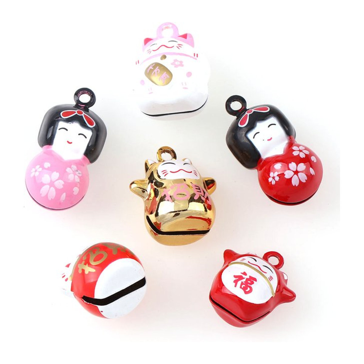 Ywbeads 2er-Set Glückliche Katze Hängeornamente mit Glöckchen in Gold und Rosa für Weihnachtsbaum und DIY-Bastelarbeiten - Bild 1
