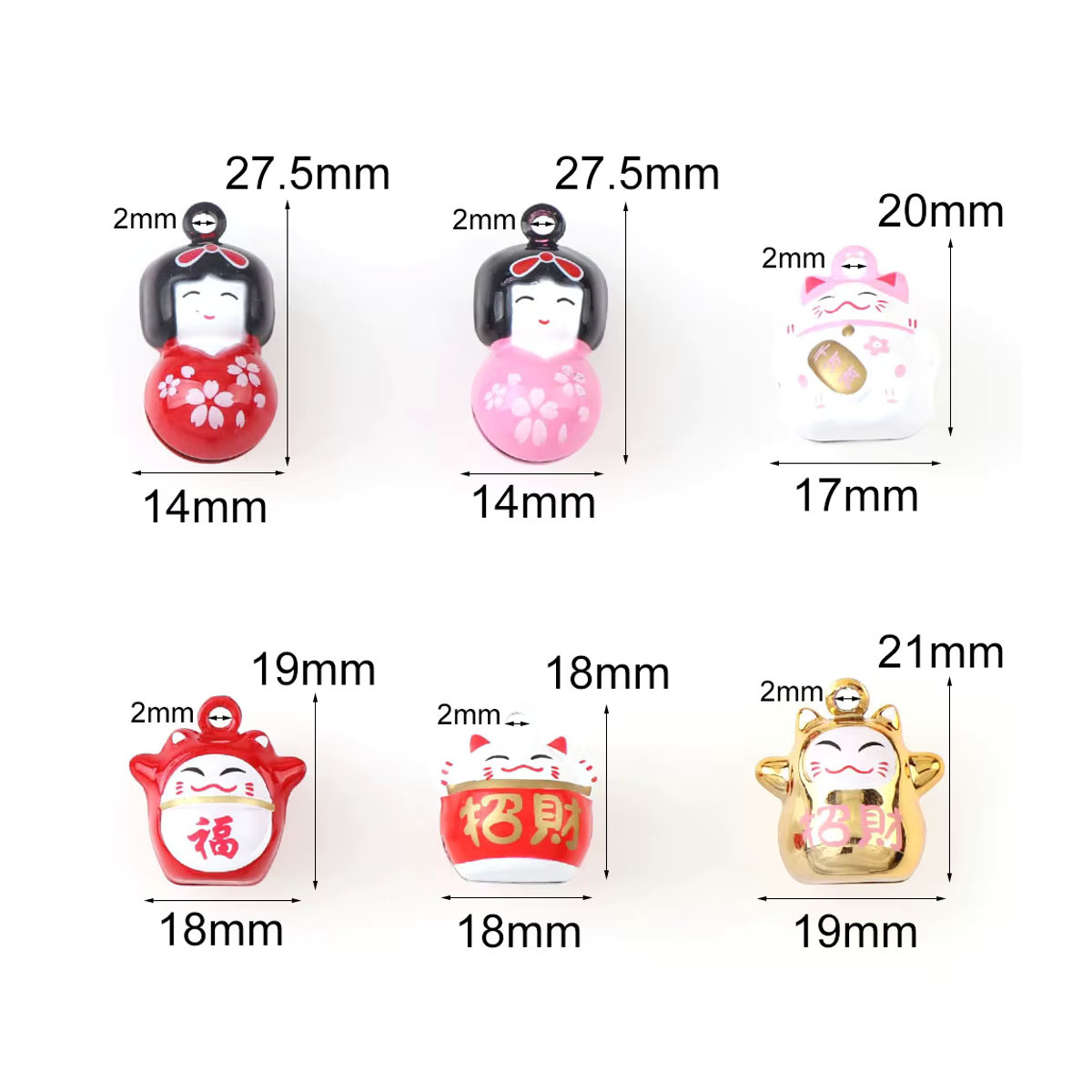Ywbeads 2er-Set Glückliche Katze Hängeornamente mit Glöckchen in Gold und Rosa für Weihnachtsbaum und DIY-Bastelarbeiten - Bild 2
