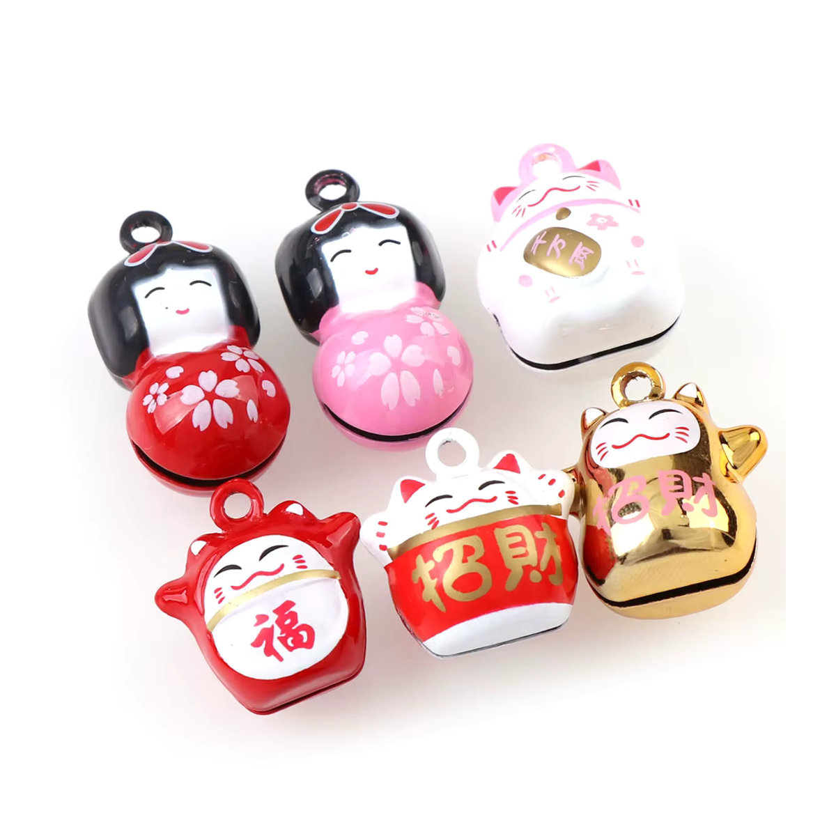 Ywbeads 2er-Set Glückliche Katze Hängeornamente mit Glöckchen in Gold und Rosa für Weihnachtsbaum und DIY-Bastelarbeiten - Bild 5