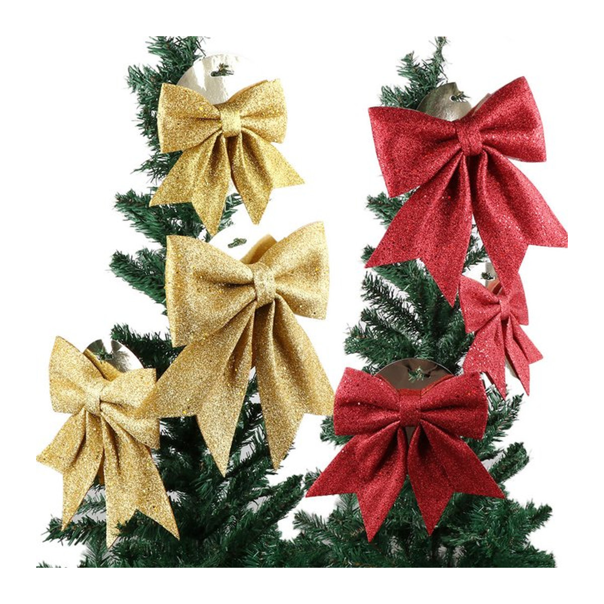 Ywbeads Weihnachts-Schleife als Hängeornament in Rotgold aus Textil für deine Weihnachtsbaum-Dekoration - Bild 1