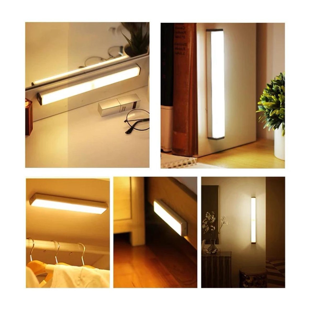 YWZT Decorative lights Kabelloses LED-Nachtlicht mit Bewegungssensor, Wiederaufladbar via Typ C, Warmweiß, Weiß, Länge: 50 cm - Bild 4