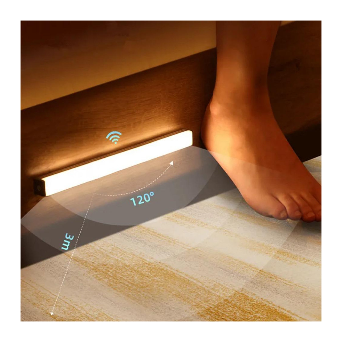 YWZT Decorative lights Kabelloses LED-Nachtlicht mit Bewegungssensor, Wiederaufladbar via Typ C, Warmweiß, Weiß, Länge: 50 cm - Bild 6