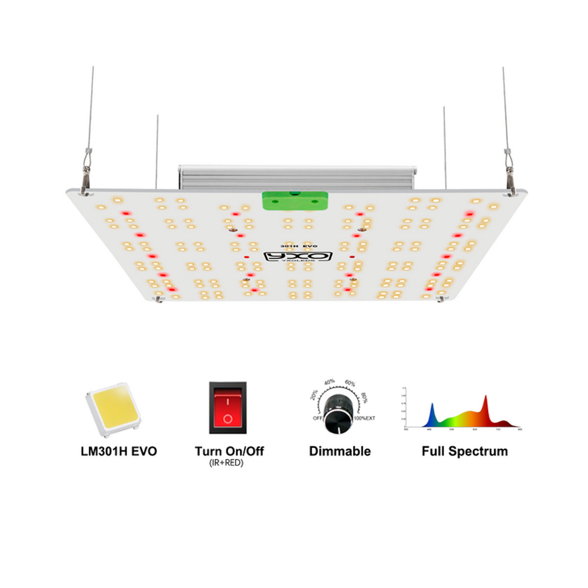 YXO Vollspektrum-LED-Wachstumslicht mit LM301H EVO Chips für Hydrokultur und Pflanzenwachstum VEG BLOOM 65W 120W - Bild 1