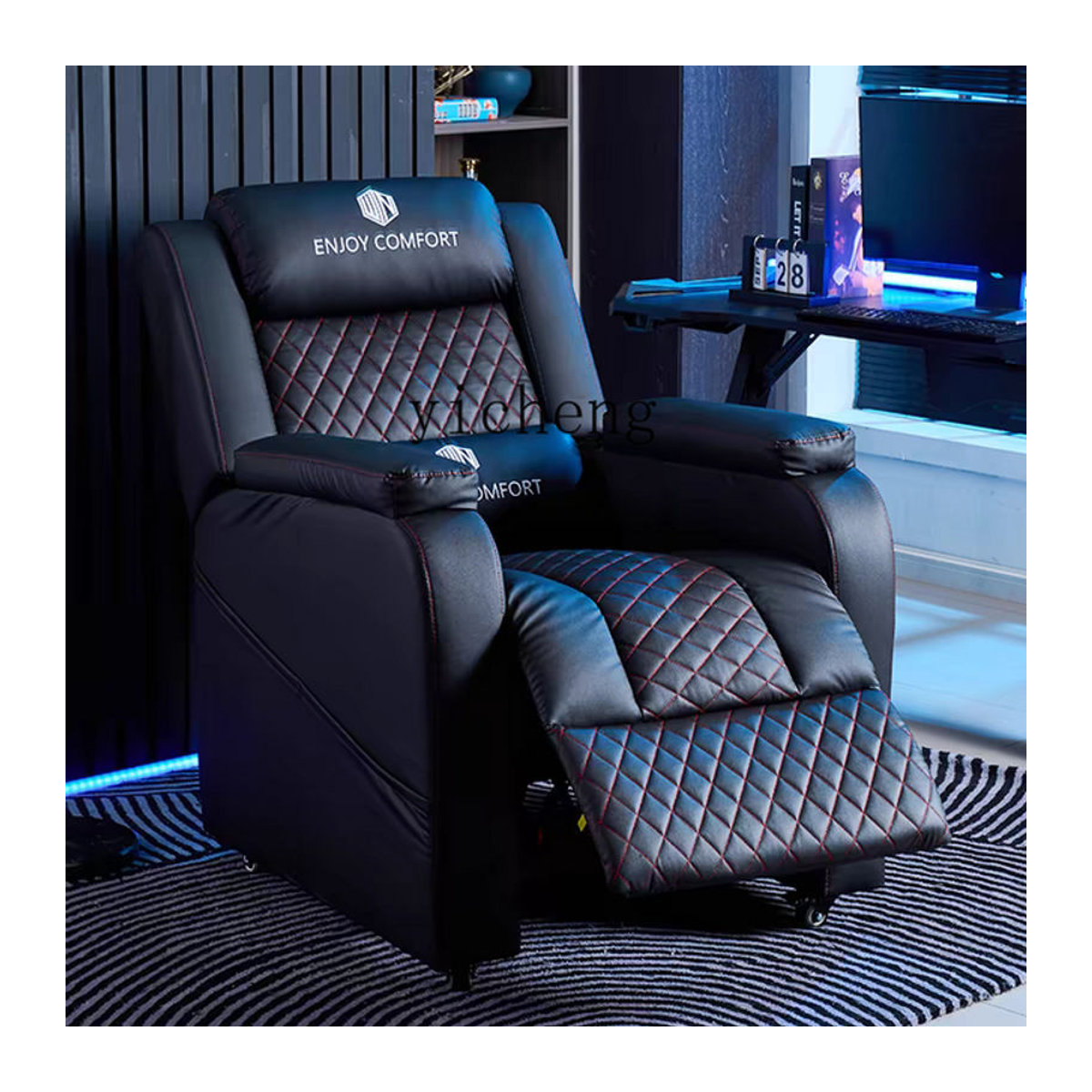 YXY Multifunktionales Gaming-Sofa aus Kunstleder, Schwarz - Bild 1
