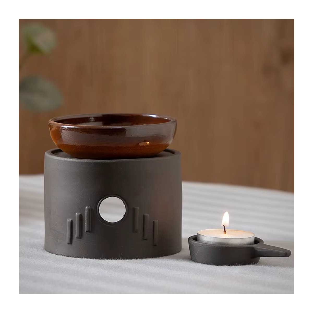 YXYMCF 3-in-1 Keramik Teewärmer und Diffusor im japanischen Stil, Rot und Schwarz, 100 ml - Bild 2