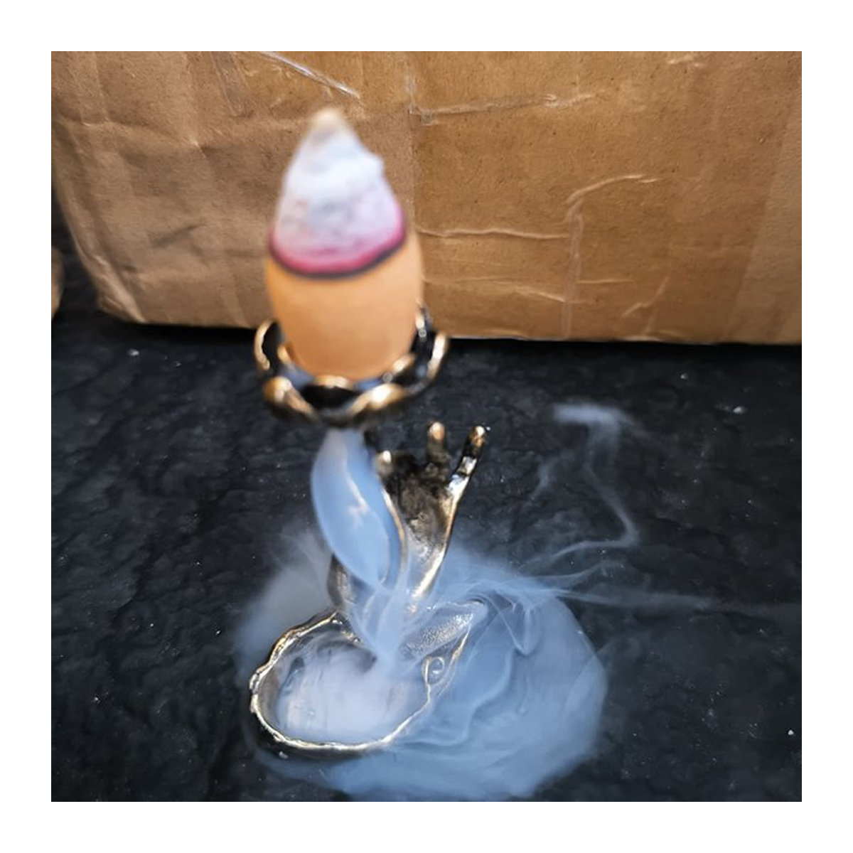 YXYMCF Buddha Rückfluss-Räuchergefäß aus Metall in Gold mit Lotus-Design für deine Heimdekoration - Bild 1