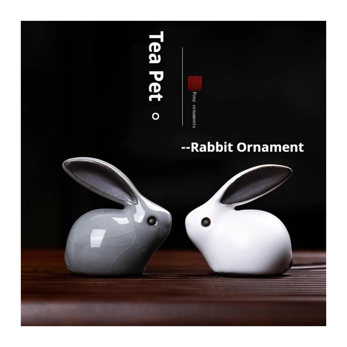 YXYMCF Keramik Kaninchen Tee-Ornament in Weiß für die Teezeremonie - Bild 1